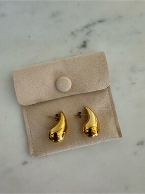 Gold Teardrop Sculptural Stud Earrings